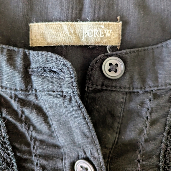 J.Crew Lace-Trim Cotton Voile Long Sleeve Blouse – Black, Size M #65 - Picture 4 of 4